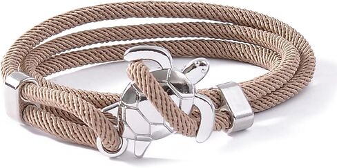 Sea Turtle Wrap Bracelet Silver Color- Unique Design, Adjustable Nylon, 21" Length in Kuwait