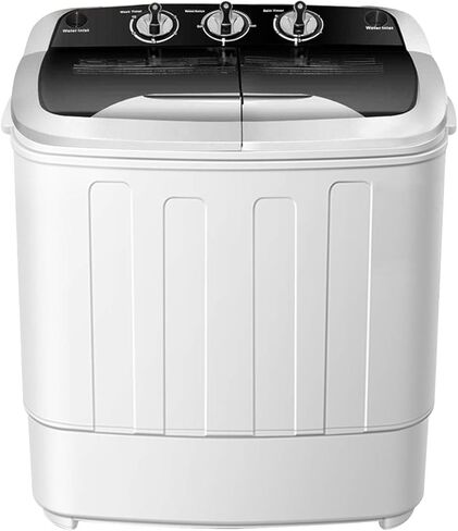 Small Clothes Washing Machines,SAFEPLUS Compact Mini Twin Tub Versatile Washing Machine with 8 lbs Washing &5 lbs Spin Dryer Load Cappacity Gravity Drain Pump and Drain Hose for Apartment (gray) in Saudi Arabia