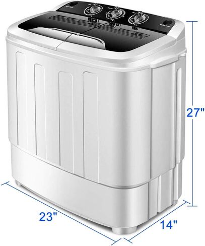 Small Clothes Washing Machines,SAFEPLUS Compact Mini Twin Tub Versatile Washing Machine with 8 lbs Washing &5 lbs Spin Dryer Load Cappacity Gravity Drain Pump and Drain Hose for Apartment (gray) in Saudi Arabia