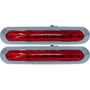 7 "شريط بيضاوي نمط 9 مصابيح LED الجانب الكروم/خلفي العلامة الخلفية Truck Truck Boat CAB RV AMBER/RED LENS [9 LEDs] [Chrome Bezel] [IP 67 Submersible Waterproof] (4x ، Amber)
