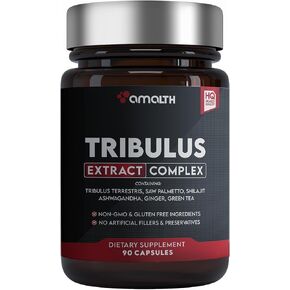 Amalth Tribulus Terrsestris, Per Serving, Highest Potency with Ashwagandha, Saw Palmetto, Panax Ginseng Shilajit Maca 90 Capsules