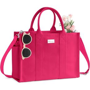 TOPDesign Heavy-Duty Canvas Tote Bag for Women, Adjustable Crossbody Handbag with 6 Pockets, Everything Tote
