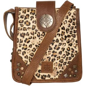 STS Ranchwear Womens Great Plains Lola Leopard Print/Brown Leather Crossbody Bag