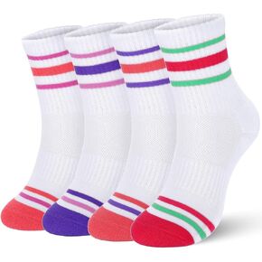 Ultrafun 4 أزواج أطفال بويز جوارب الجوارب الجوارب القابلة للتنفس وسادة القطن الجوارب الطاقم الرياضي مع خطوط الرجعية