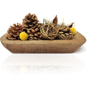 Wooden Dough Bowl Decor, Vintage Wooden Bowl Hand Carved Home Decor for Dining Table Center, Living Room, Kitchen Decor