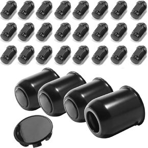 4-Pack Trailer Push Through Center Caps and Trailer Wheel Lug Sets - 3.74in Wheel Center Caps Chrome Wheel Cover Stainless Steel Hub Cap with 24 Chrome Capped 1/2-20 Lug Nuts for Truck RV