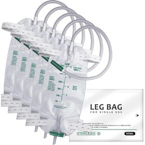 5 Pack 500ml Leg Bag with 18" Tubing – Portable & Wearable for Outdoor Activities, Travel, and On-The-Go – Leak-Proof with Adjustable Straps for Easy Drainage, Green