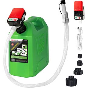 Battery Powered Fuel Transfer Pump with 51'' Extra Long Hose, 3.2 GPM, Auto-stop sensor, USB Type-c, 4 Can Adapters and Leak protection, Portable Automatic Gas Pump for Oil, Diesel and Gasoline