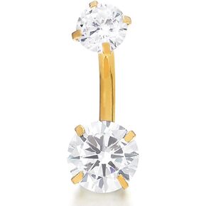 Coolsteelandbeyond Gold Surgical Steel Belly Butly Button Body Jewelry Percing Navel Farbells double cubic Zirconia