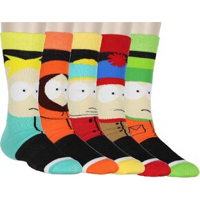 Hyp South Park Men's Character Inspired Big Face 5-Pack Mid-Calf Adult Crew Socks Shoe Size 6-12