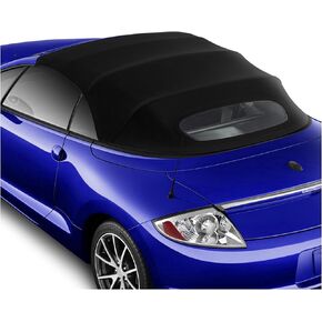 KUAFU Convertible Soft Top Compatible with 2006-2011 Mitsubishi Eclipse w/Heated Glass Window Sailcloth Vinyl Black