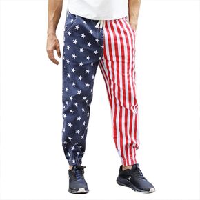 Mens American Flag Demin Pants 4th of July Casual Stretch Jeans Jogger Sweatpants