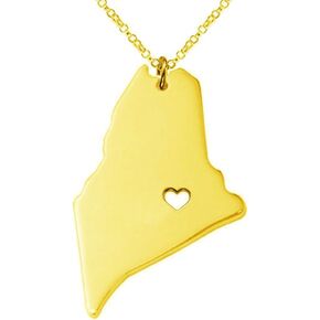 Meiligo 18K Gold Silver Country Map Charm Pendant Maine State Map Necklace Jewelry