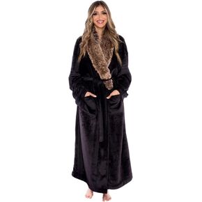 Womens Plush Fleece Bath Robe, Fluffy Long Bathrobe, Great Gift for Mother's Day, Grandma, Daughter, Sister, Wife, Friend