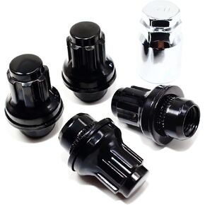 Set of 4 Veritek 14x1.5mm 1.7 Inch 43mm Length 21mm Key Hex OEM Factory Mag Washer Style Black Wheel Locks for Toyota Tacoma Grand Highlander SR5 Pre-Runner TRD VPE-45100BK