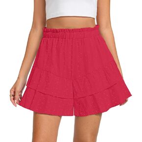 DouBCQ Shorts for Women Casual Ruffle Skorts Summer High Waist Tennis Mini Skirts with Pockets