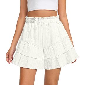DouBCQ Shorts for Women Casual Ruffle Skorts Summer High Waist Tennis Mini Skirts with Pockets in Saudi Arabia