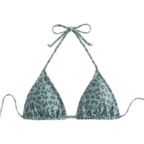 WDIRARA Women's Y2k Leopard Graphic Triangle Bikini Top Micro Halter Swimsuit Tops