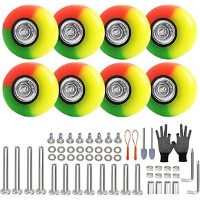 Luggage Suitcase Wheels Replacement Set 8PC Diameter 2in/50mm Thick 0.7in/18mm Bearing Wheels Repair Kit for Inline Roller Dual Spinner Suitcase Trolley Carryon Bag
