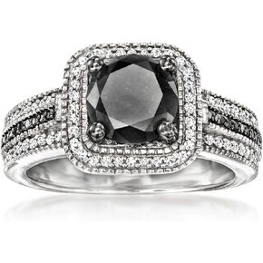 Ross-Simons 2.00 ct. t.w. Black and White Diamond Ring in Sterling Silver