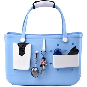 5Pcs White Organizer Holder for Bogg Bag,Silicone Phone Holder compatible with Bogg Bag Original,Accessories for Bogg Bags with Key Hooks,Handle Wrap and Storage Box