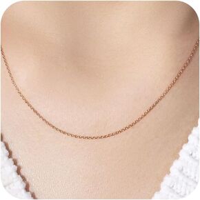14k Gold Over 925 Sterling Silver Chain Necklace for Women Layering Necklaces 18" 1.6mm Cable Chain Necklace Sturdy & Shiny Women's Gold Chain Necklaces Upgraded Spring-Ring Clasp