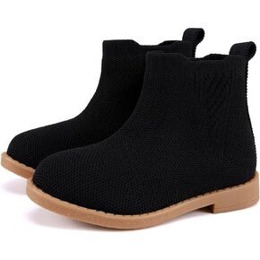 BMCiTYBM Toddler Girls Ankle Boots Low Heel Knitting Sock Short Chelsea Breathable Mesh Slip On Booties Dress Shoes All Season