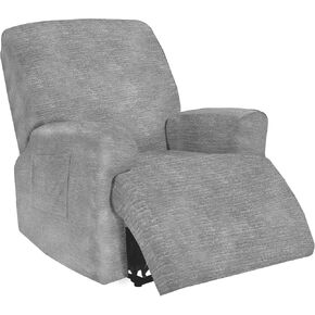 Recliner Covers, Stretch Reclining Chair Covers, Recliner Sofa Slipcovers Stripe Jacquard Recliner Couch Covers Furniture Protector Covers for Pet Kid Good Choice for All Seasons（Gray）