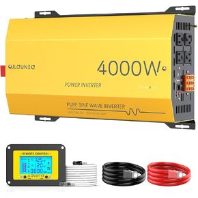 3000W Pure Sine Wave Inverter 12V DC to 120V AC Converter for Home, RV, Truck, Off-Grid Solar Power Inverter Built-in 3.1A USB, Type-C Port, AC Hardwire Output Port, Remote Control with LCD Screen