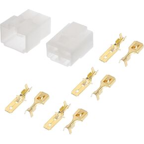 4 Pin Car Electrical Wire Connector Plug Kits Waterproof 6.3 Series Male Female Cable Terminal Housing Plastic Copper White