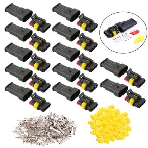FULARR 12 Kit Professional 3 Pin Way Car Auto Waterproof Electrical Wire Connectors Terminal Plug Socket Set, for Motorcycle Car Truck Boat