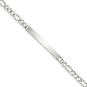 Solid 925 Sterling Silver Silver Bracelet معرف لوحة - مع قفل جراد البحر آمن 7.5 "