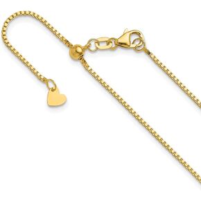 Avariah 14K Yellow Gold Polished Adjustable Box Chain Anklet - Made In Italy 11" 22" 30"