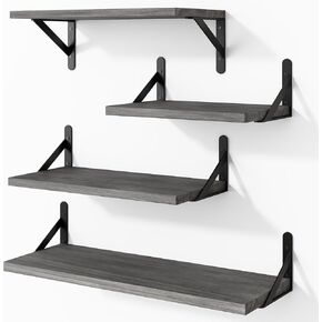 YGEOMER Floating Shelves for Wall Different Sizes Farmhouse Wall Shelf for Bedroom, Bathroom Storage, Living Room and Kitchen Decor(Set of 4)