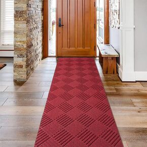 Runner Rugs 2FTx6FT Indoor Outdoor Hallway Runner Rubber Backing Non-Slip Carpet Washable Area Rugs Custom Sizes for Entryway Kitchen Bathroom Laundry Room Balcony Patio Red