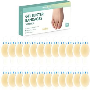 Welnove Gel Blister Bandage - 24 PCS Hydrocolloid Bandages for Prevention & Recovery, Blister Cushions for Heel, Toes & Foot, Blister Bandages for High Heels, Sandals, Wedding, Party (Variety Pack)
