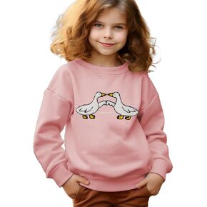 CM C&M WODRO Girl's Funny Goose Sweatshirt Kid Cute Geese Fist Bump Graphic Pullover Crewneck Long Sleeve Fall Winter Shirt