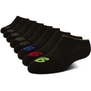New Balance Kids' Performance Liner Socks-8 Pairs-Breathable Half Cushion & Arch Support