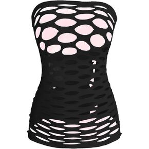 WDIRARA Women's Sexy Cut Out Babydoll Lingerie Dress Strapless Sleeveless Bodycon Mini Nightgowns
