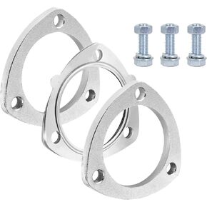 3-Bolt 3 inch/76mm Stainless Steel Exhaust Flange & Exhaust Gasket with Bolts & Nuts for Automotive Replacement Exhaust Flanges