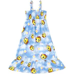 Minecraft Girls Square Neck Smocked Maxi Dress Toddler to Big Kid Sizes (4T - 16)