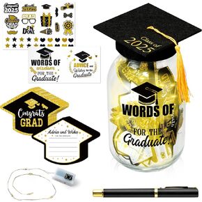 R HORSE 2025 Graduation Gifts for Her Him Light up Graduation Mason Jar with Cap Class of 2025 Grad Mason Jar Grad Centerpieces Decorations Party Favor Supplies for College High Middle School