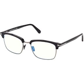 Eyeglasses Tom Ford FT 5801 -B 001 Black, Shiny Dark Ruthenium,"t" Logo/Blue