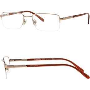 Versace VE1066 50mm Non-Polarized Glasses for Men - Bronze Copper Square Metal Frame with Light Brown Temples, Lightweight & Comfortable Eyeglasses for Prolonged use, eShades Eyewear Kit Included