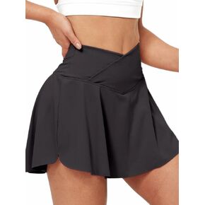 Women's 2-in-1 Flowy Workouts Shorts Running Shorts with Pockets Spandex Shorts for Athletic,Tennis,Gym