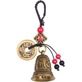 Brass Sakyamuni Buddha Keychain with Feng Shui Coins, Buddha Statue Key Ring as Good Luck Charms Lucky Tassel