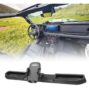 Phone Mount for 2024 2025 Jeep Wrangler JL JLU Gladiator JT (NOT for Wrangler 4XE) Multi-Mount Phone Holder Dash Mount System Kit Accessories with Dashboard Tray Storage Box