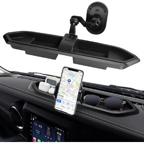 Phone Mount for 2018 2019 2020 2021 2022 2023 Jeep Wrangler JL JLU & Gladiator JT (Don't Fit with Oil-Electric 4xe), Multi-Mount Phone Holder Dash Tray System Kit with Extension Arm Metal Rod