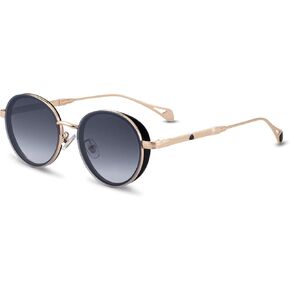 Retro Mens Sunglasses Round Metal Frame,Lightweight 56mm UV 400 Protection Lens Sunnies (2A409)