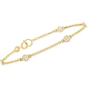 Ross-Simons 0.50 ct. t.w. Bezel-Set CZ Station Bracelet in 18kt Gold Over Sterling